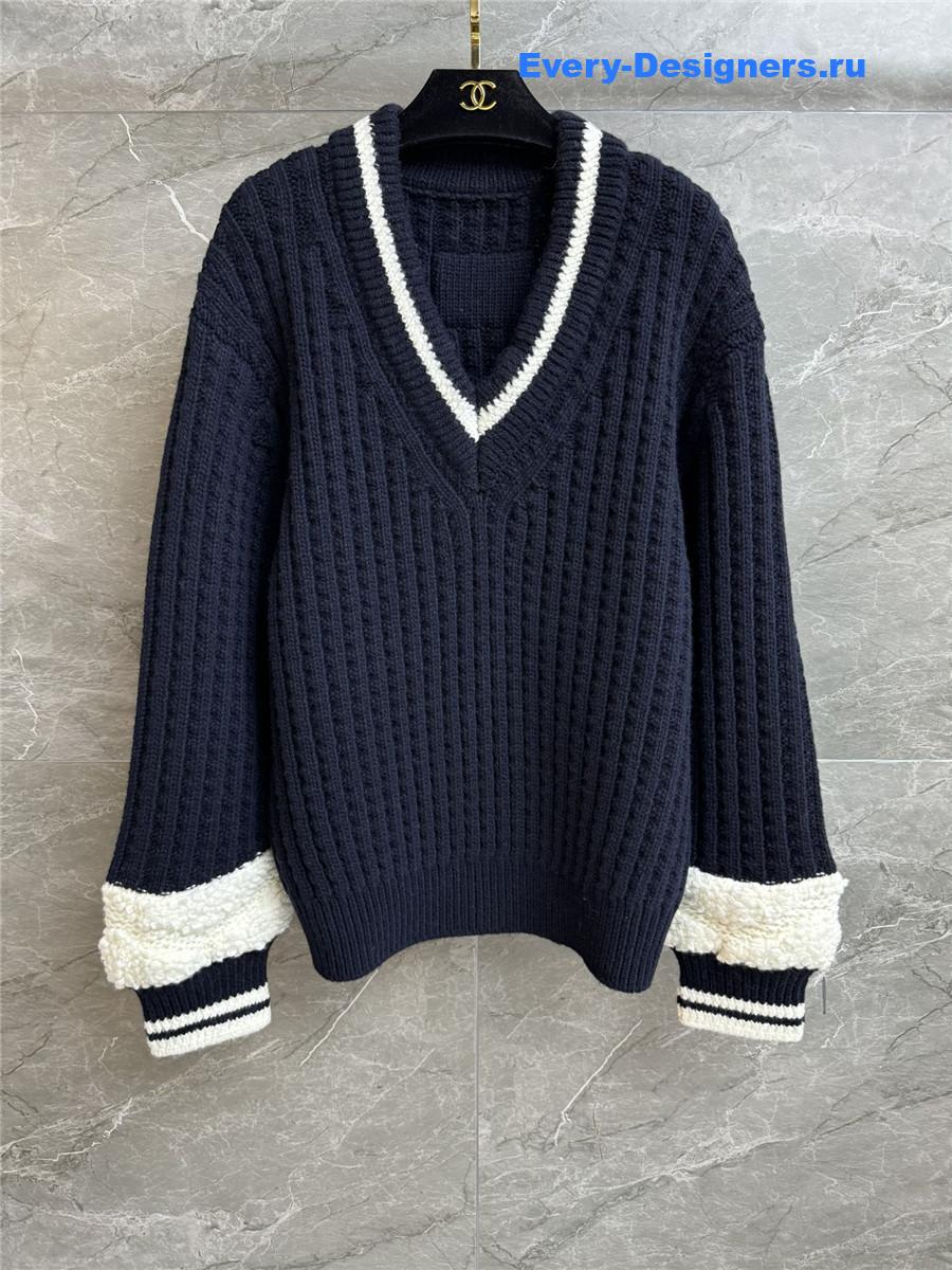 Ch**el navy blue v-neck sweater