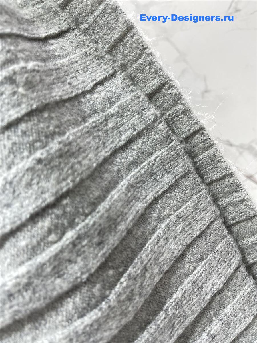 Miu Miu Grey V-neck Long-sleeved Knit Sweater