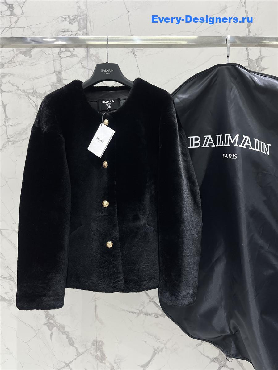 Balmain Black Faux Fur Jacket