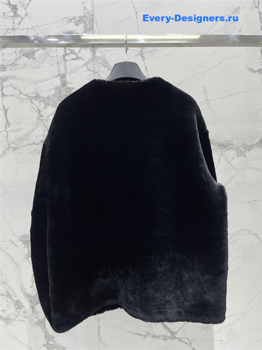 Balmain Black Faux Fur Jacket