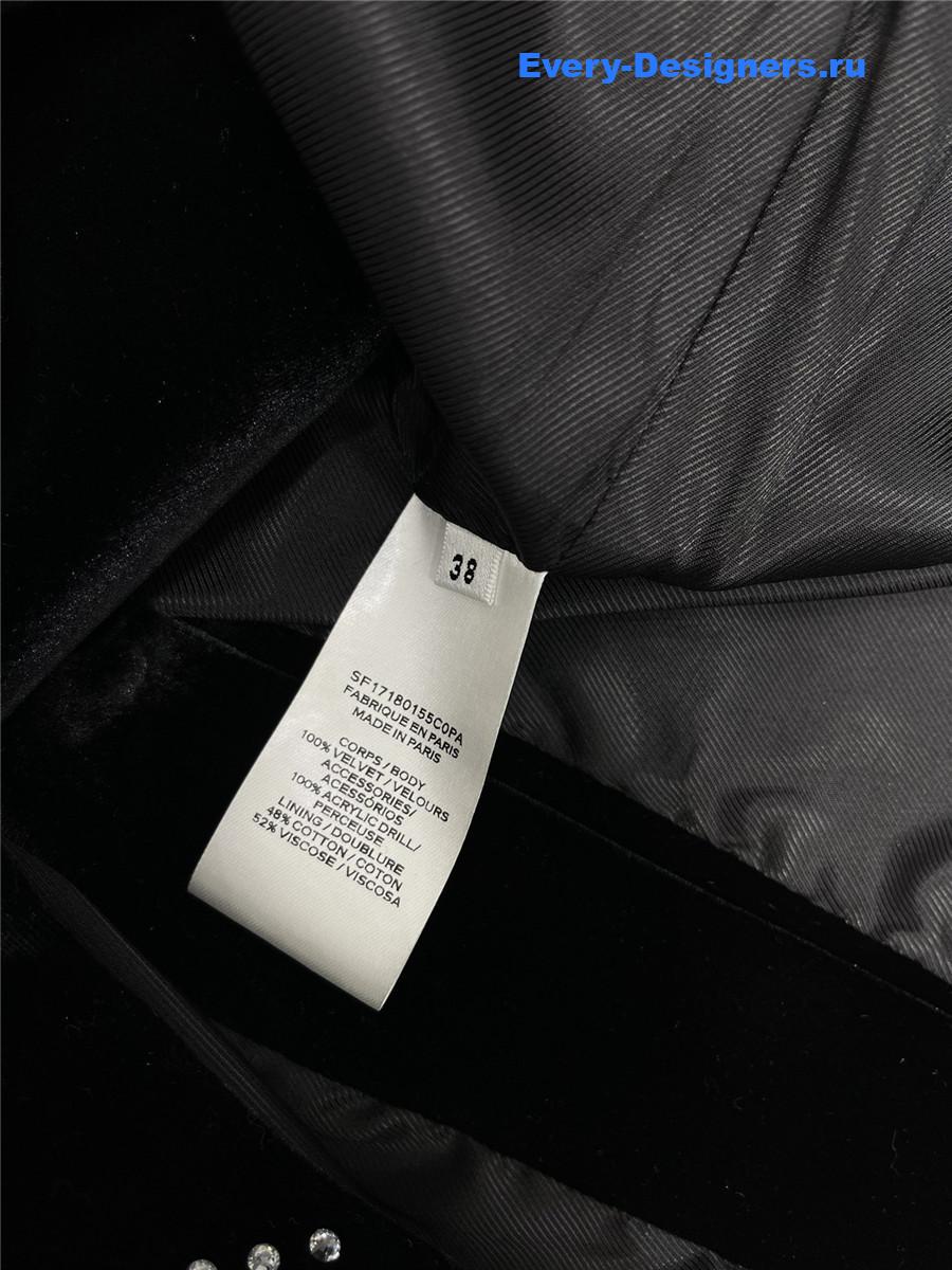 Balmain Black Velvet Rhinestone Quilted Blazer