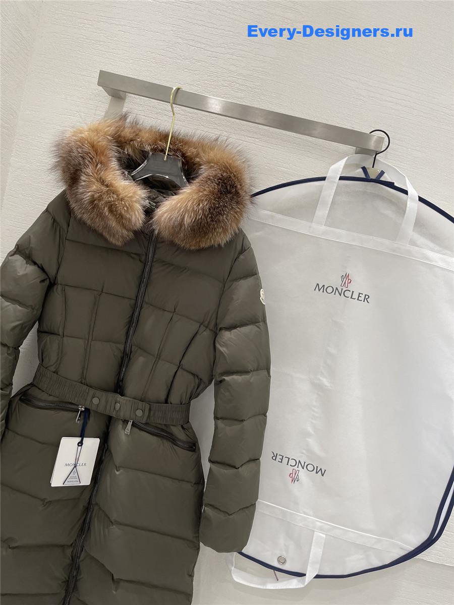 Moncler Green Boedic Shearling-Trimmed Down Jacket