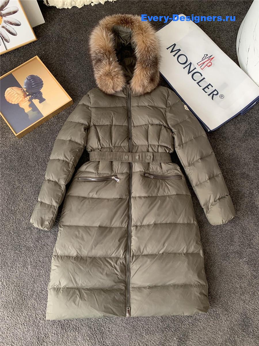Moncler Green Boedic Shearling-Trimmed Down Jacket