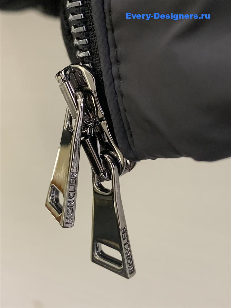 Moncler Black Boed Hooded Shearling-Trimmed Short Down Jacket