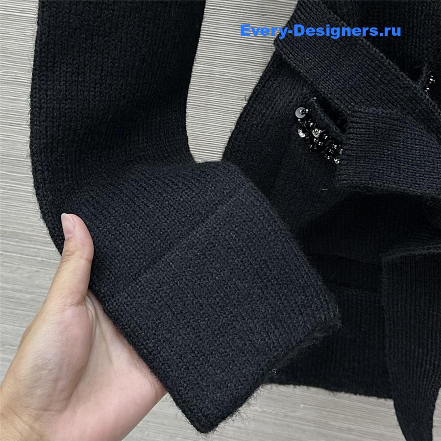 Ch**el coco black striped v-neck cardigan