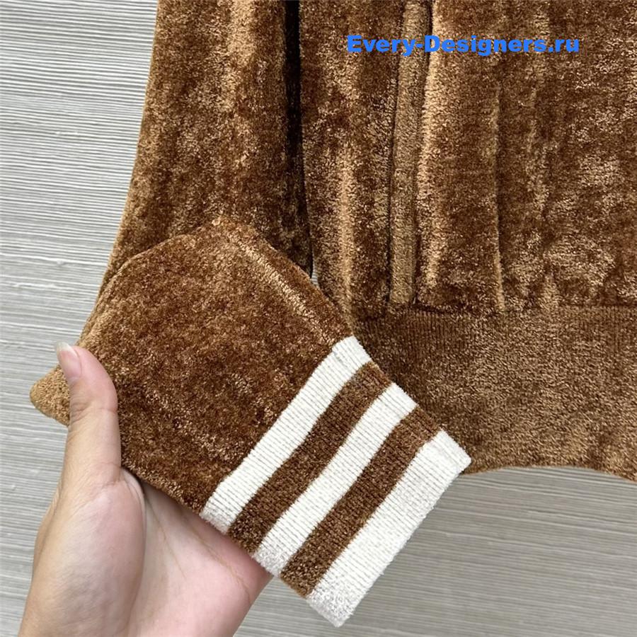 Miu Miu Camel Velvet Zip-up Cardigan