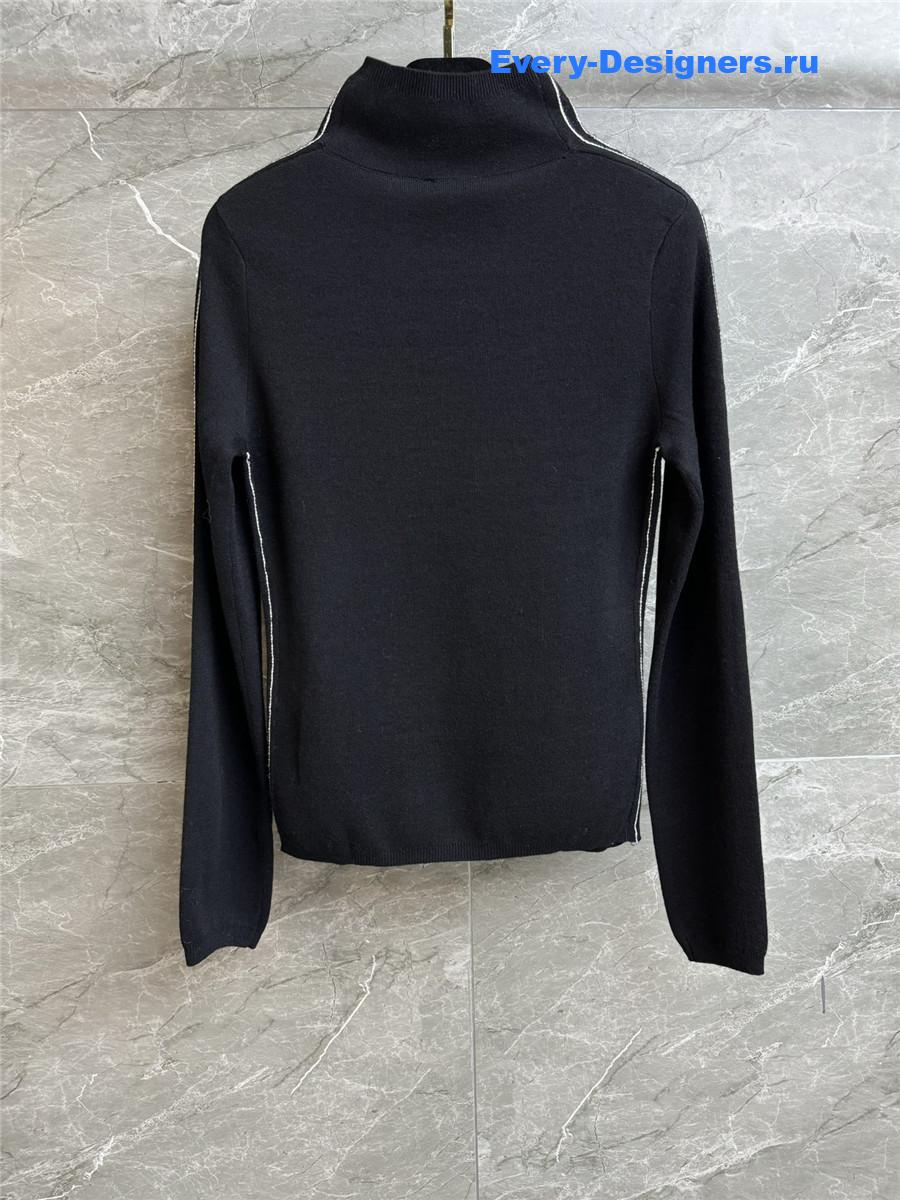 Ch**el logo black turtleneck sweater