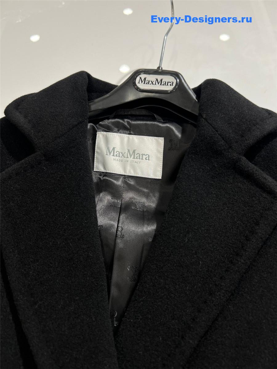 Max Mara Black Rebus Wool Double-Breasted Short Coat