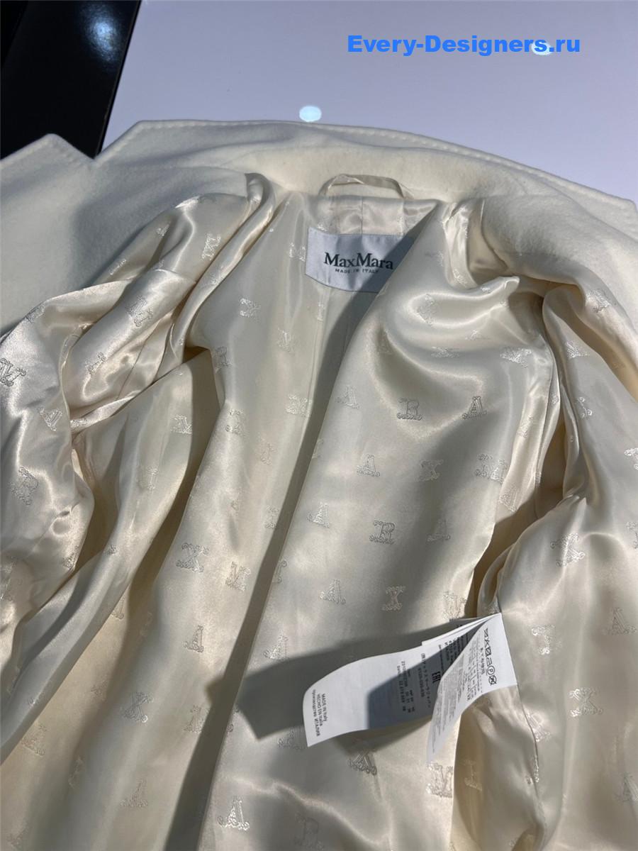 Max Mara White Rebus Wool Double-Breasted Short Coat