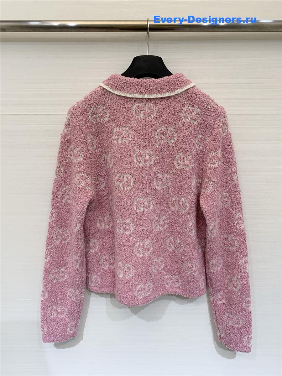 Gvc*1 gg pink knit short polo shirt