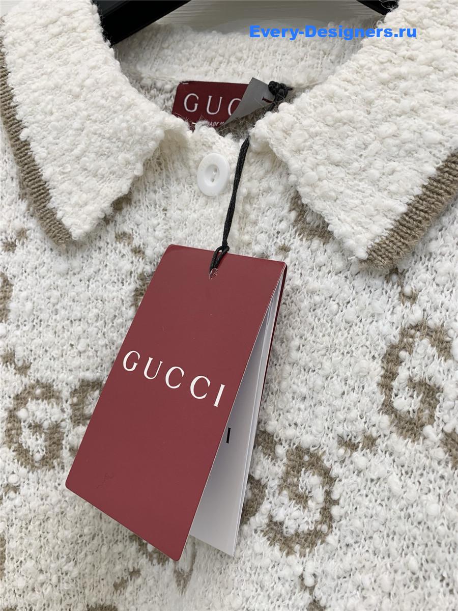 Gvc*1 gg white knit short polo shirt