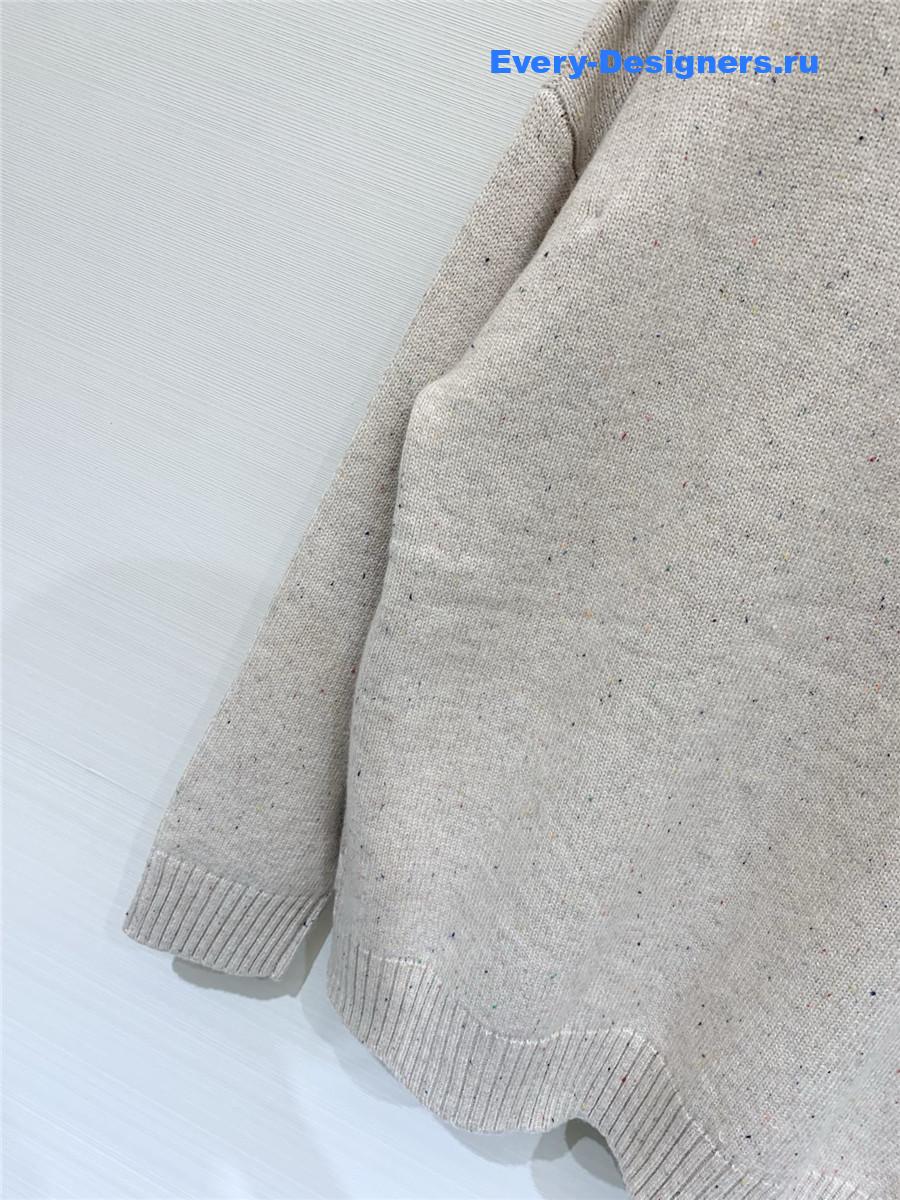 Ch**el beige bow knit v-neck cardigan