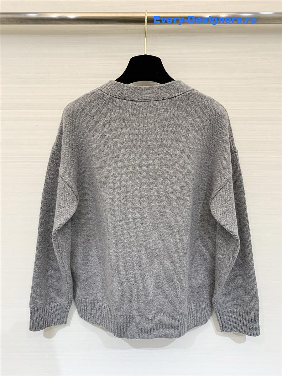 Ch**el grey bow knit v-neck cardigan