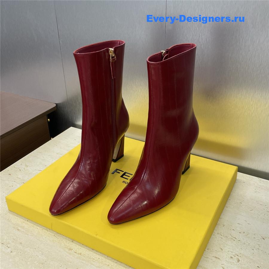 F**di red pointed-toe ankle boots