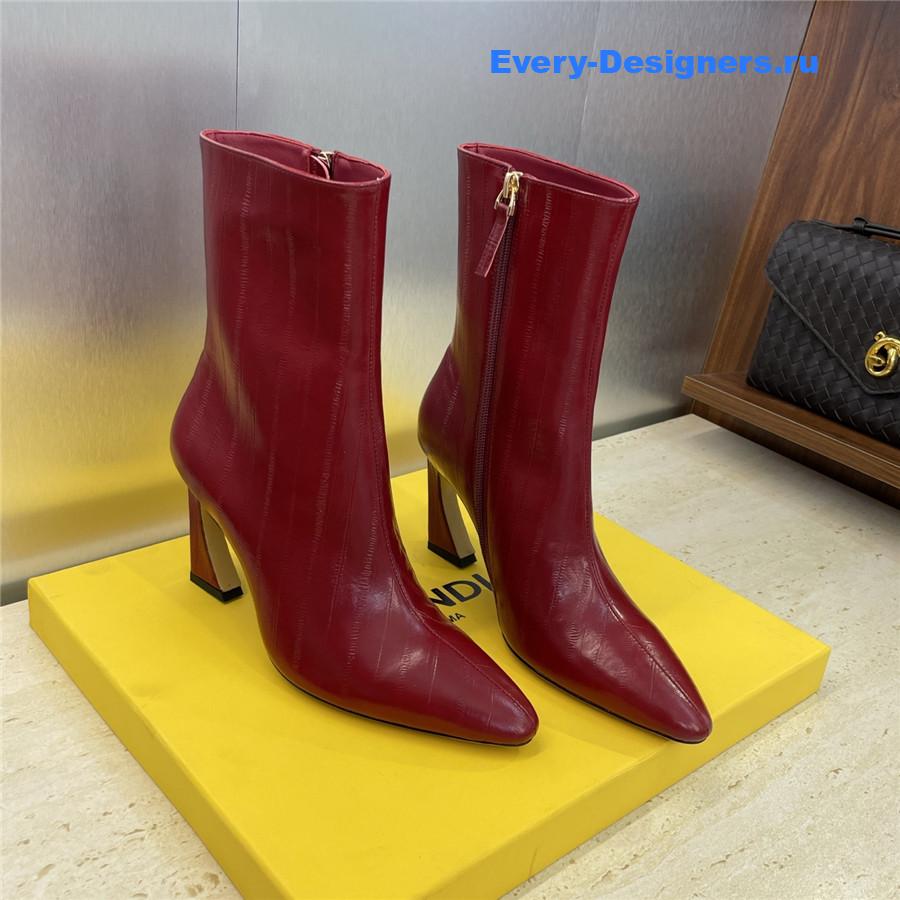 F**di red pointed-toe ankle boots