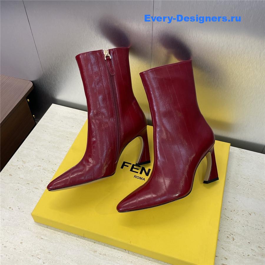 F**di red pointed-toe ankle boots