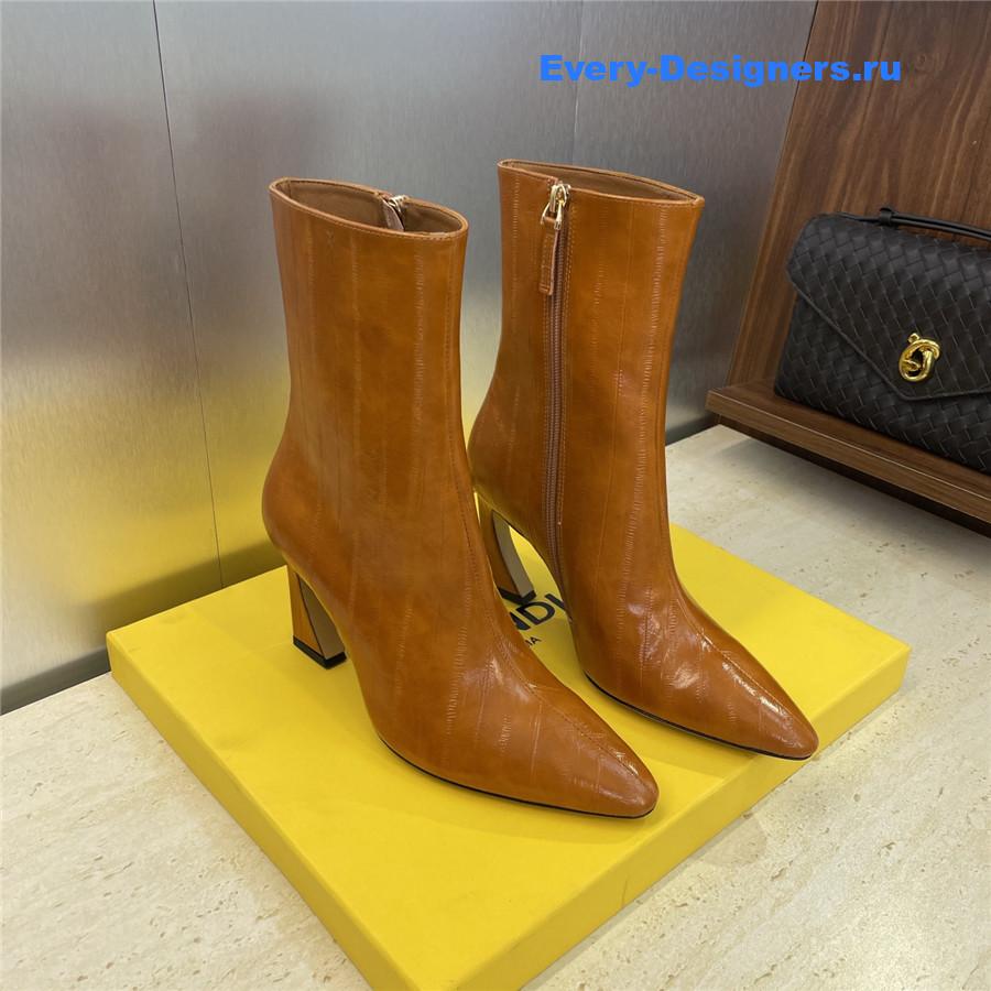 F**di brown pointed-toe ankle boots