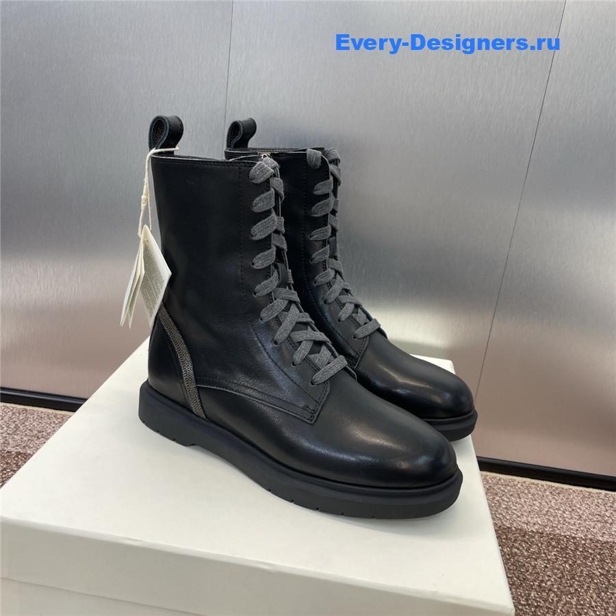 BC Black Leather Monili Lace-Up Boots