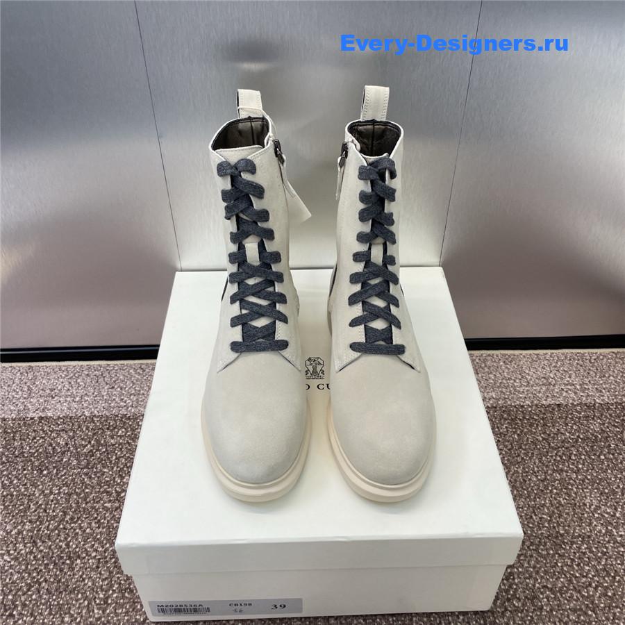 BC White Suede Monili Lace-Up Boots