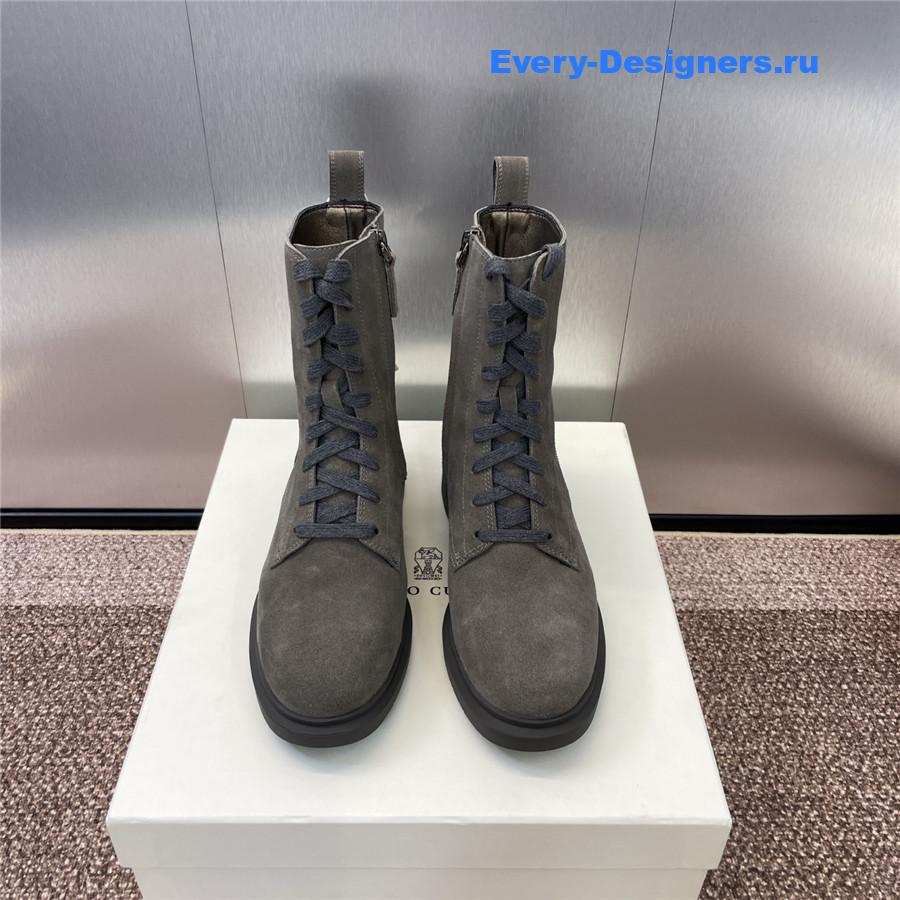 BC Dark Gray Suede Monili Lace-Up Boots