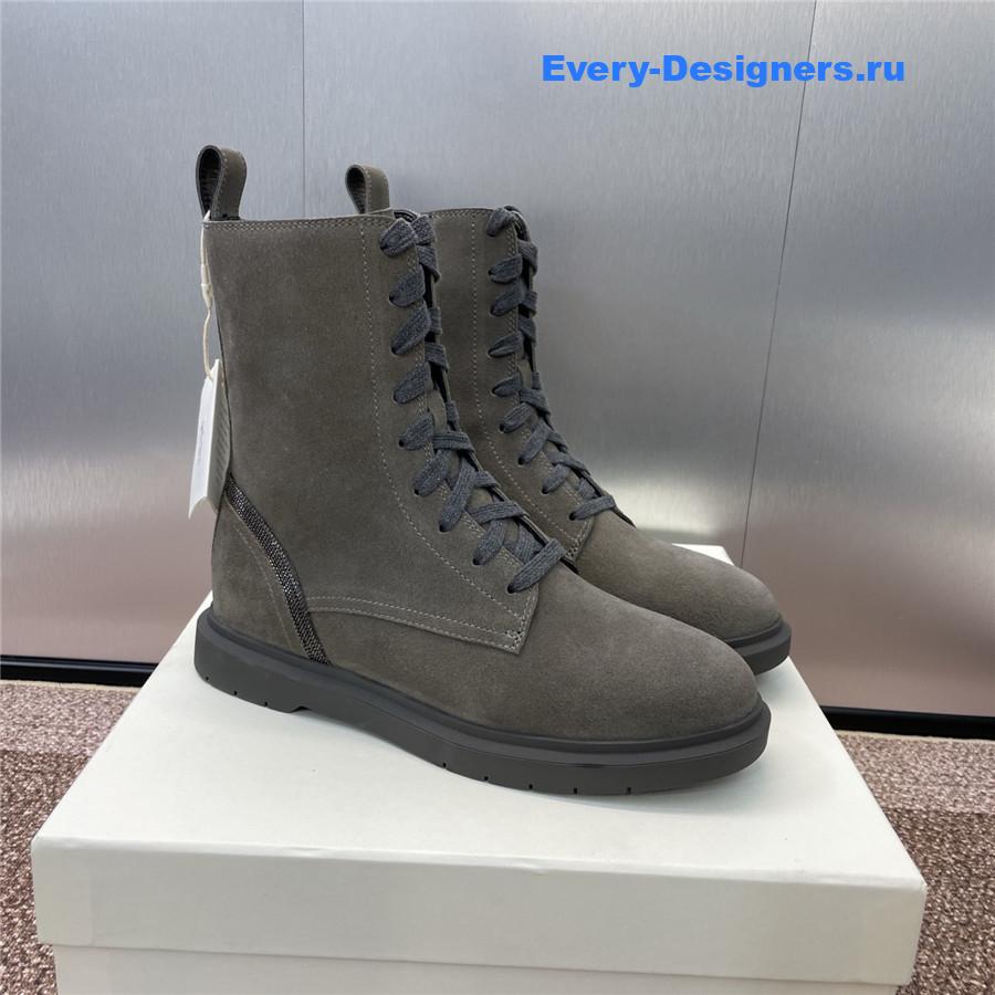 BC Dark Gray Suede Monili Lace-Up Boots
