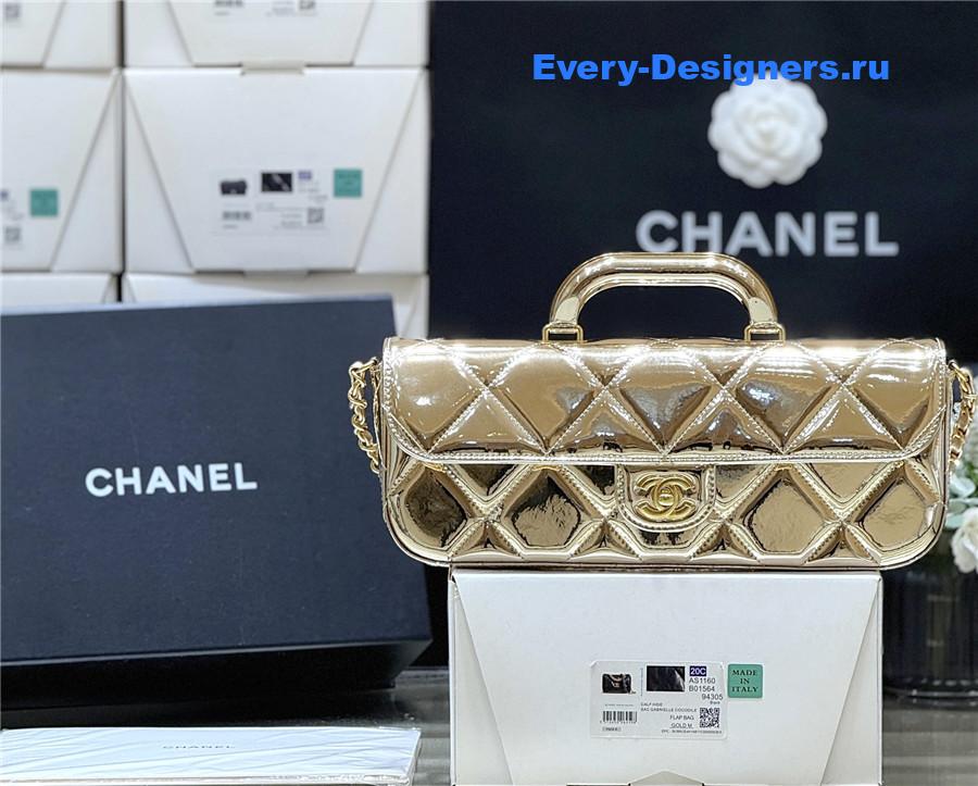 Ch**el gold top handle large flap bag