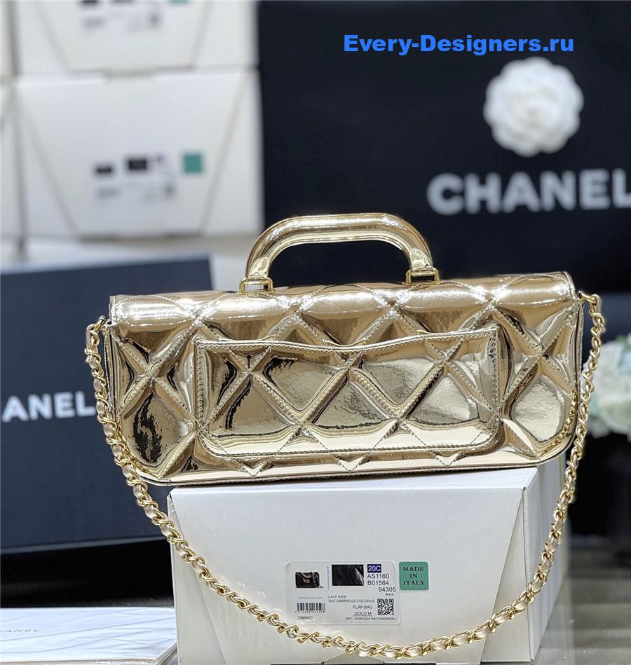 Ch**el gold top handle large flap bag