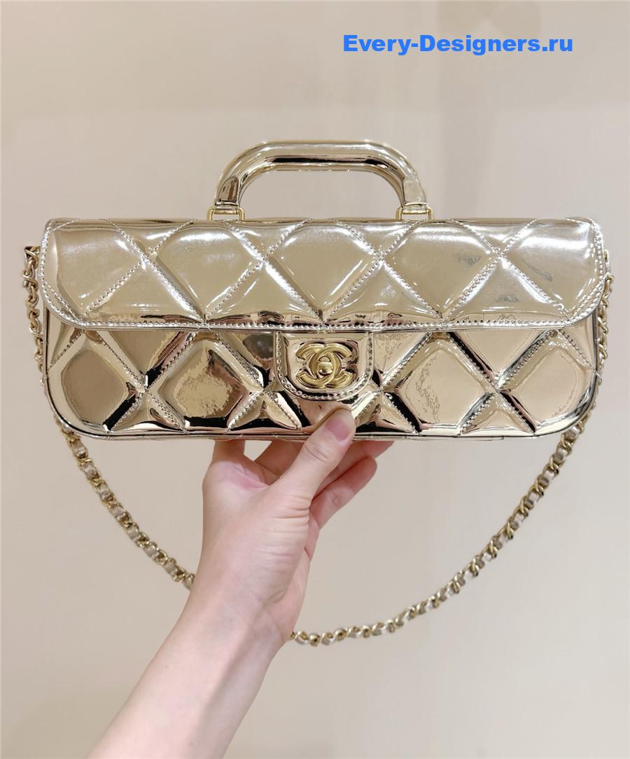 Ch**el gold top handle large flap bag