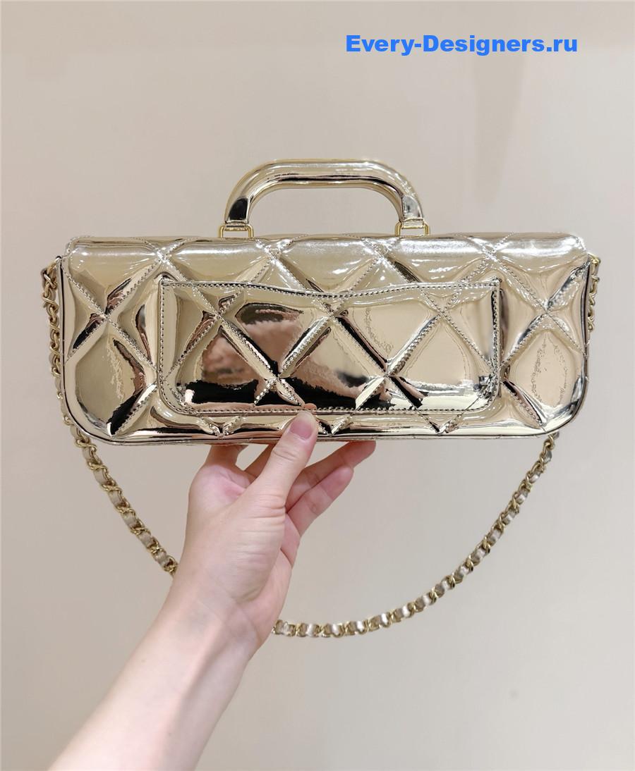 Ch**el gold top handle large flap bag