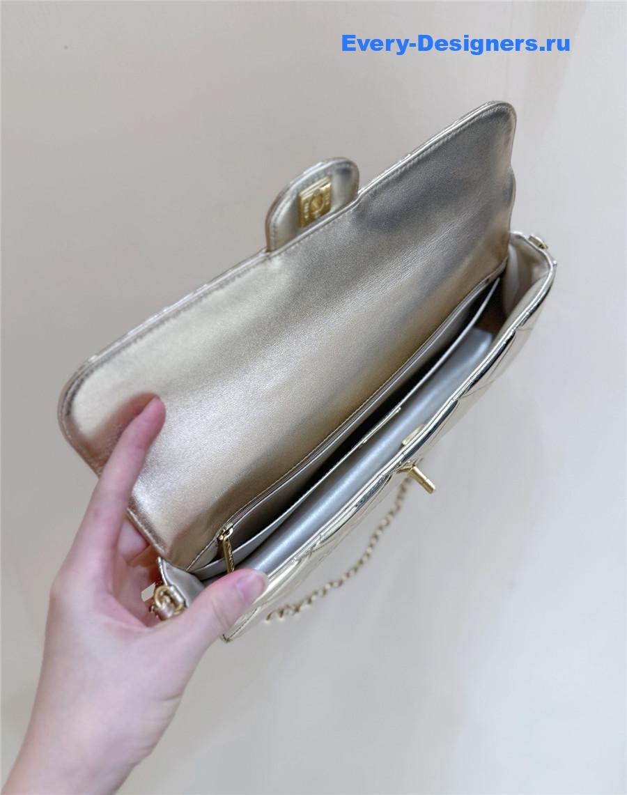 Ch**el gold top handle large flap bag