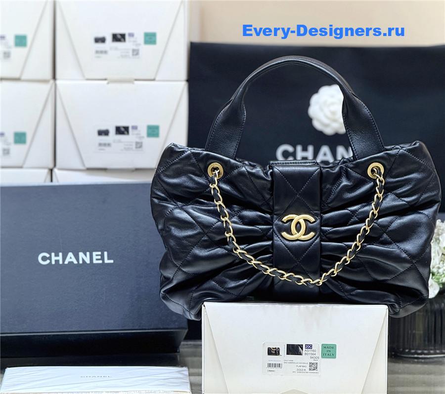 Ch**el 25k black lambskin bow handbag