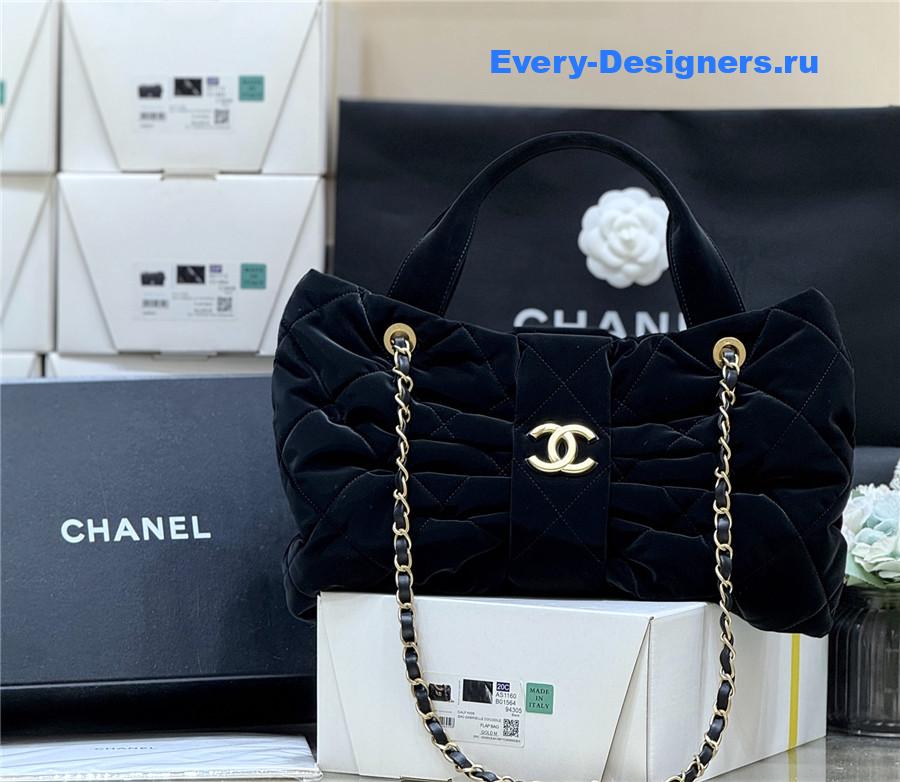 Ch**el 25k black velvet bow handbag