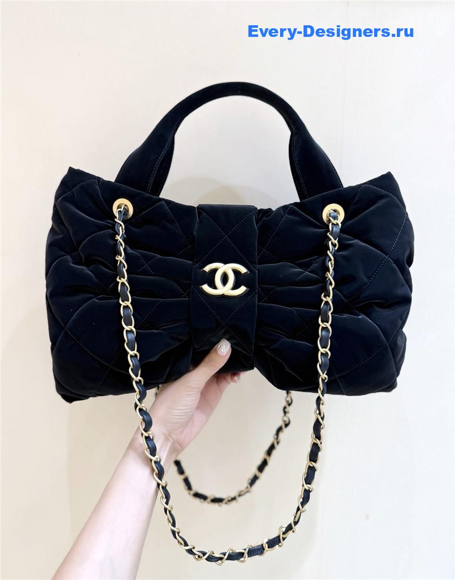 Ch**el 25k black velvet bow handbag