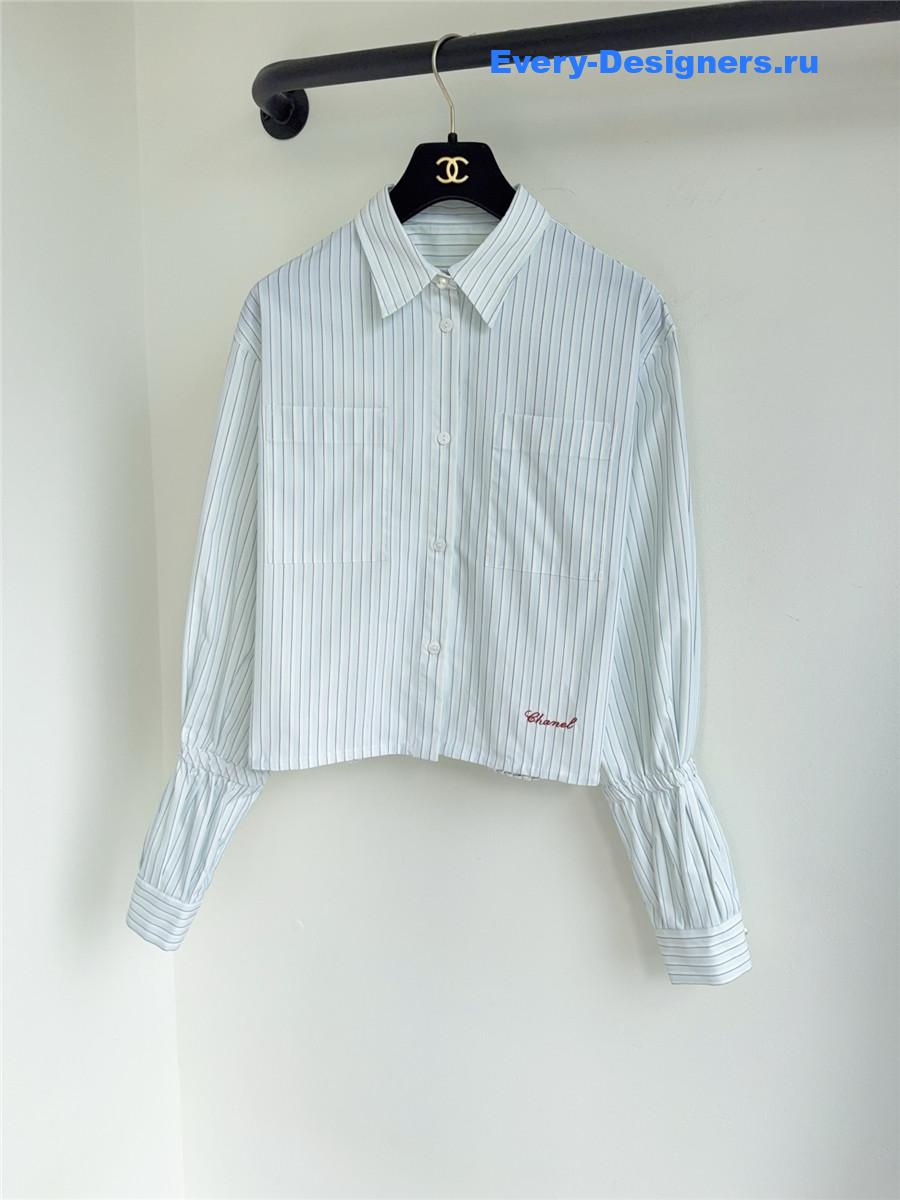 Ch**el striped poplin cropped shirt