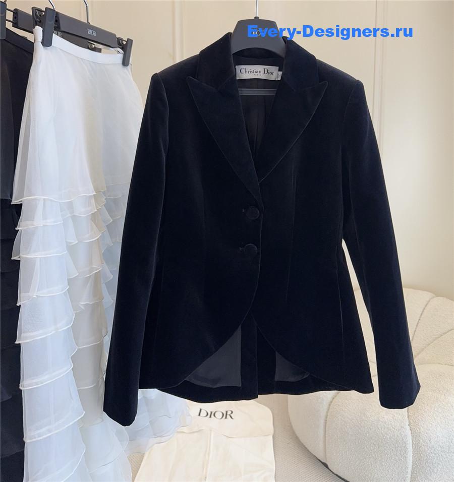 D10r black cotton velvet fitted jacket