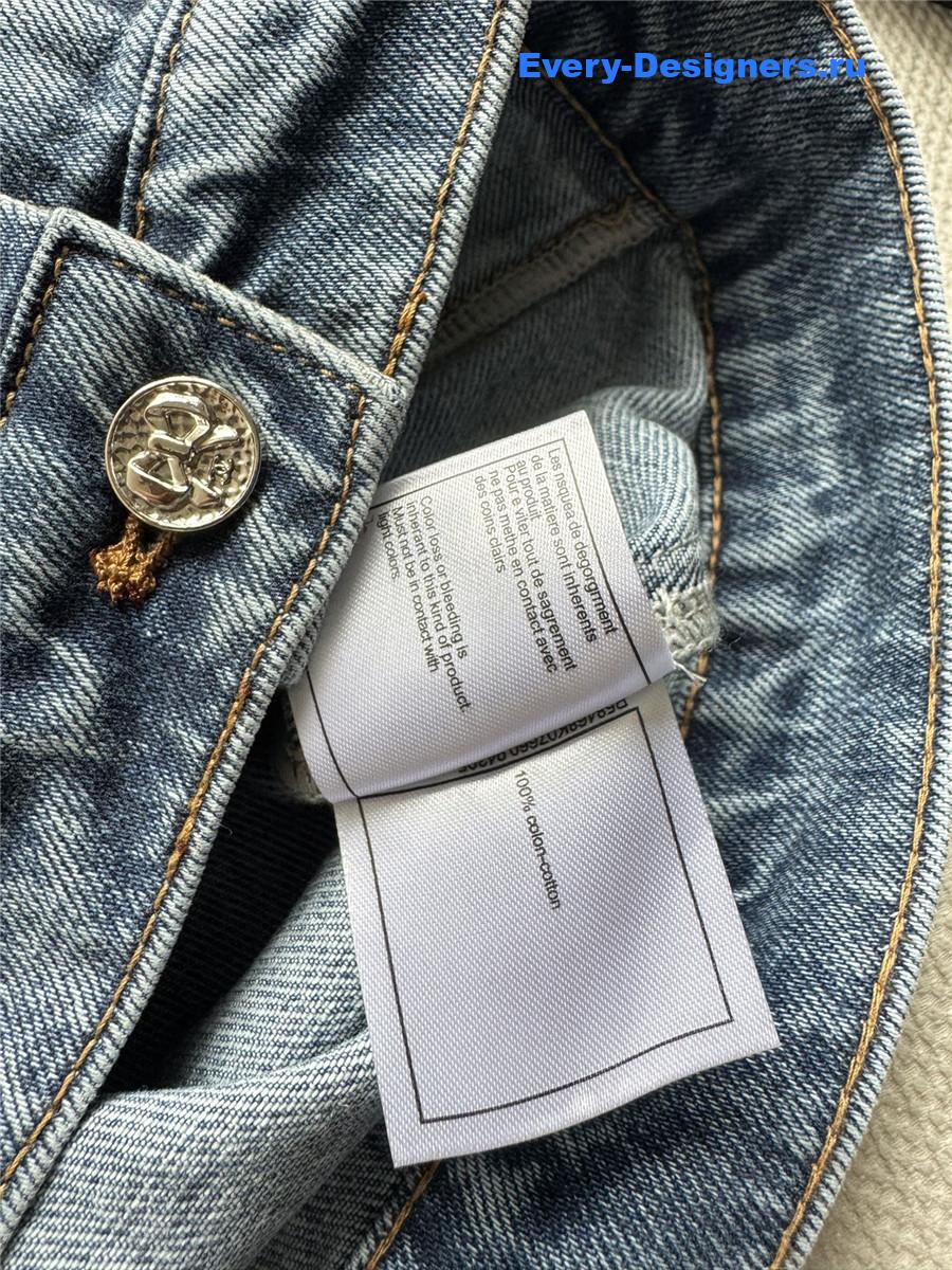 Ch**el light blue washed denim cargo pants