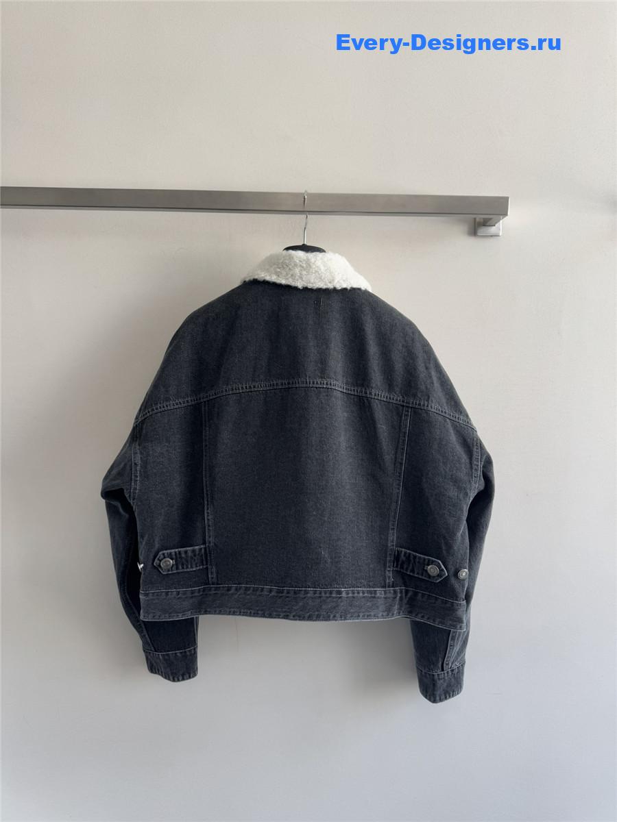 D10r grey shearling denim puffer jacket