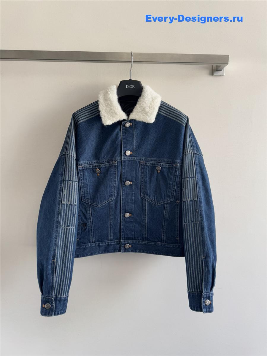 D10r blue shearling denim puffer jacket