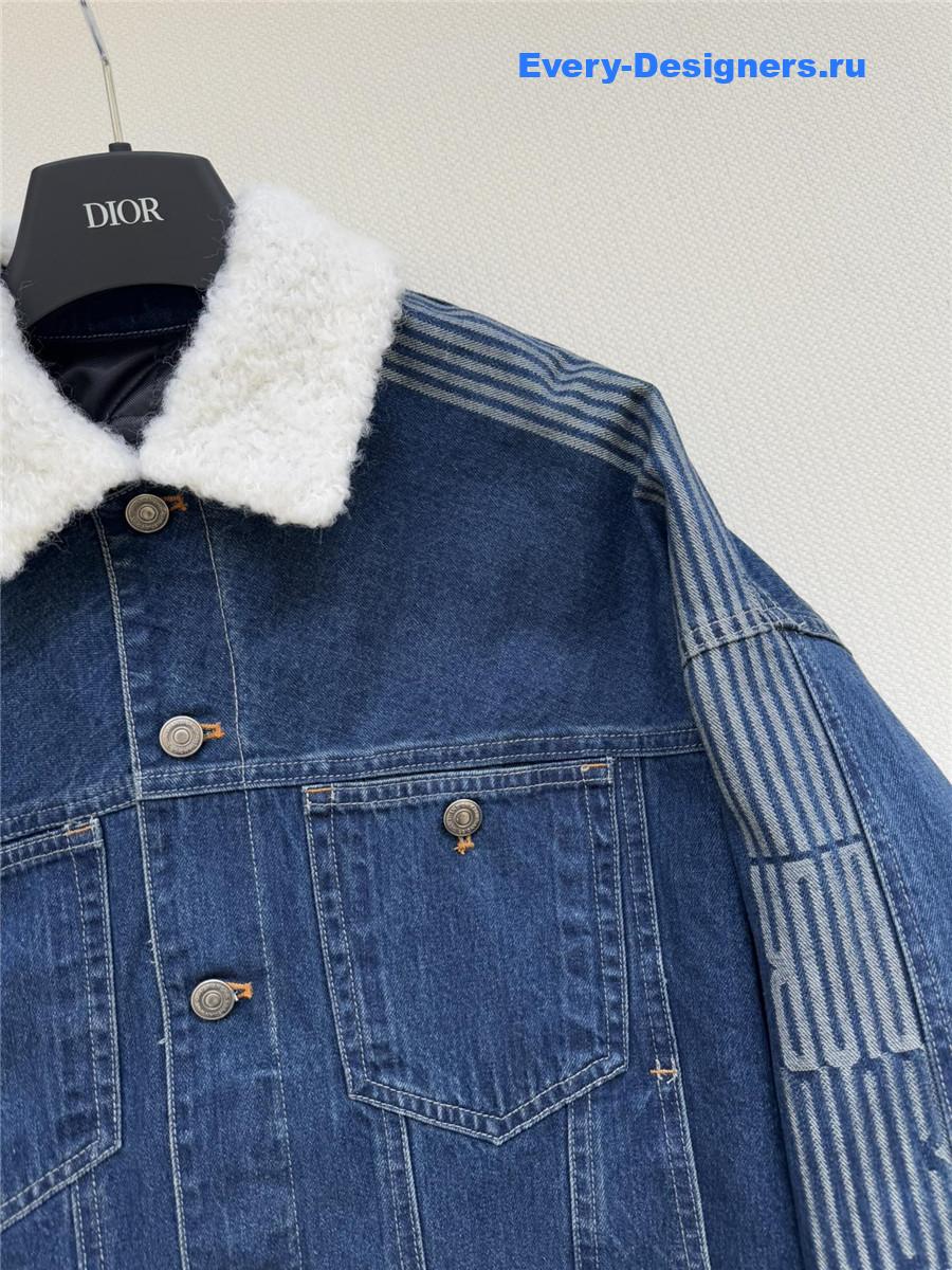 D10r blue shearling denim puffer jacket