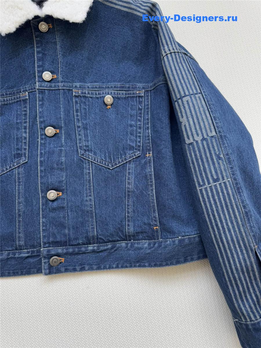 D10r blue shearling denim puffer jacket