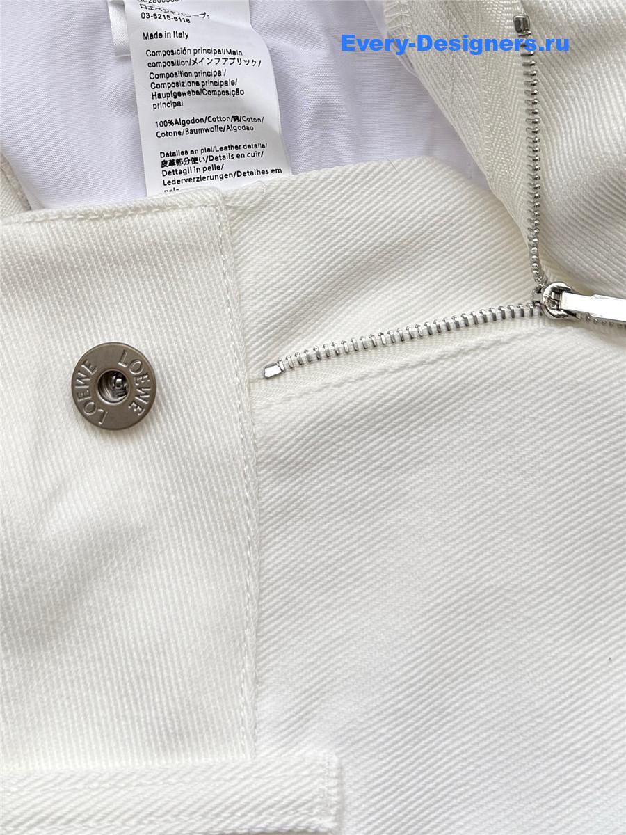 L0ew* anagram embroidered white jeans