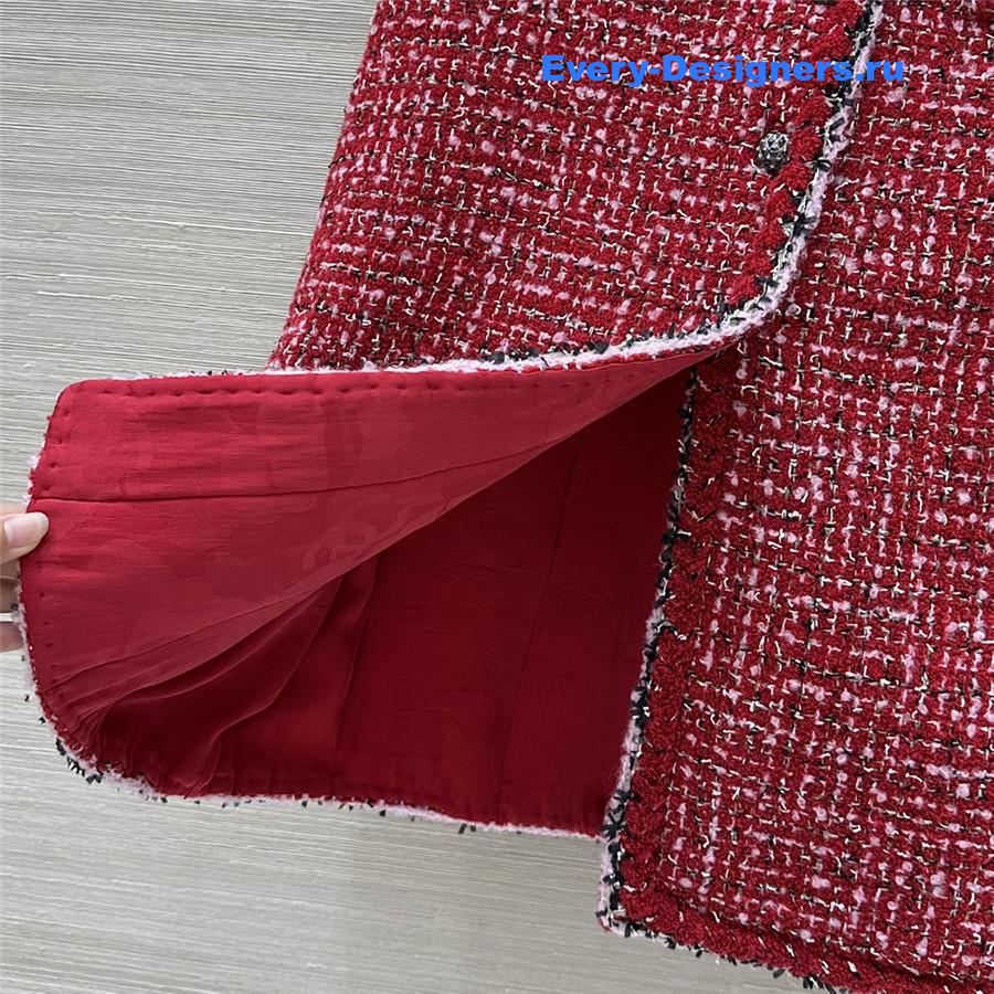 Ch**el red tweed skirt