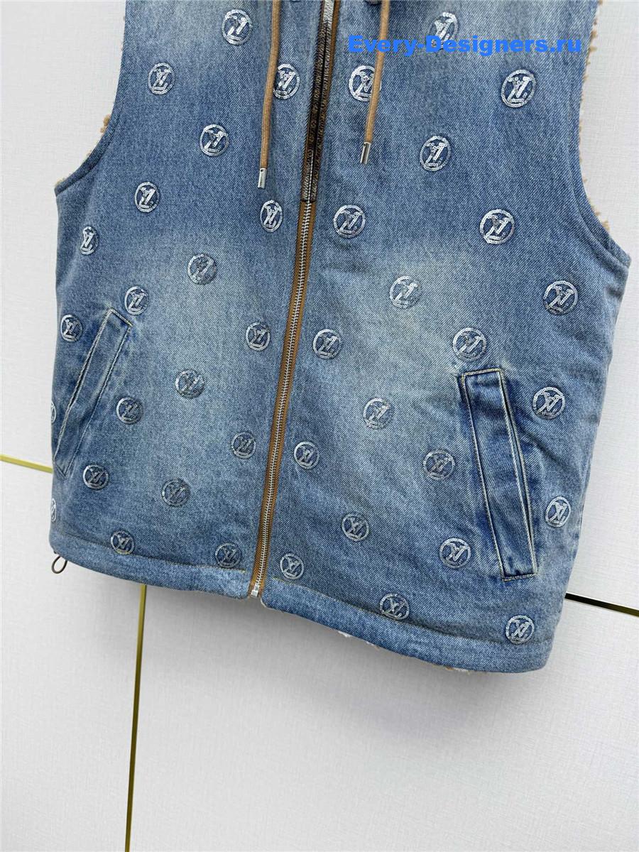 l0vis Vvtt0n monogram shearling lining denim vest