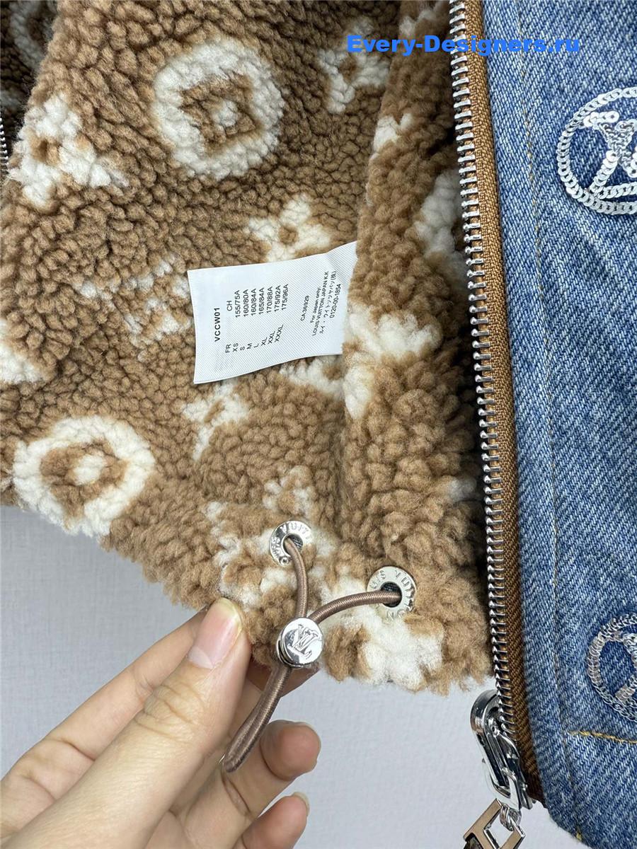 l0vis Vvtt0n monogram shearling lining denim vest