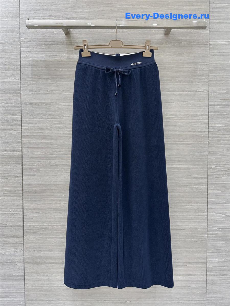 Miu Miu Navy Blue Drawstring Pants
