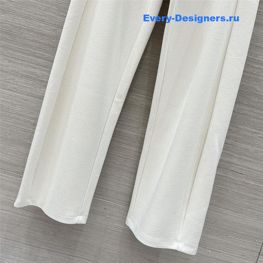 Ch**el logo white wide-leg sweatpants