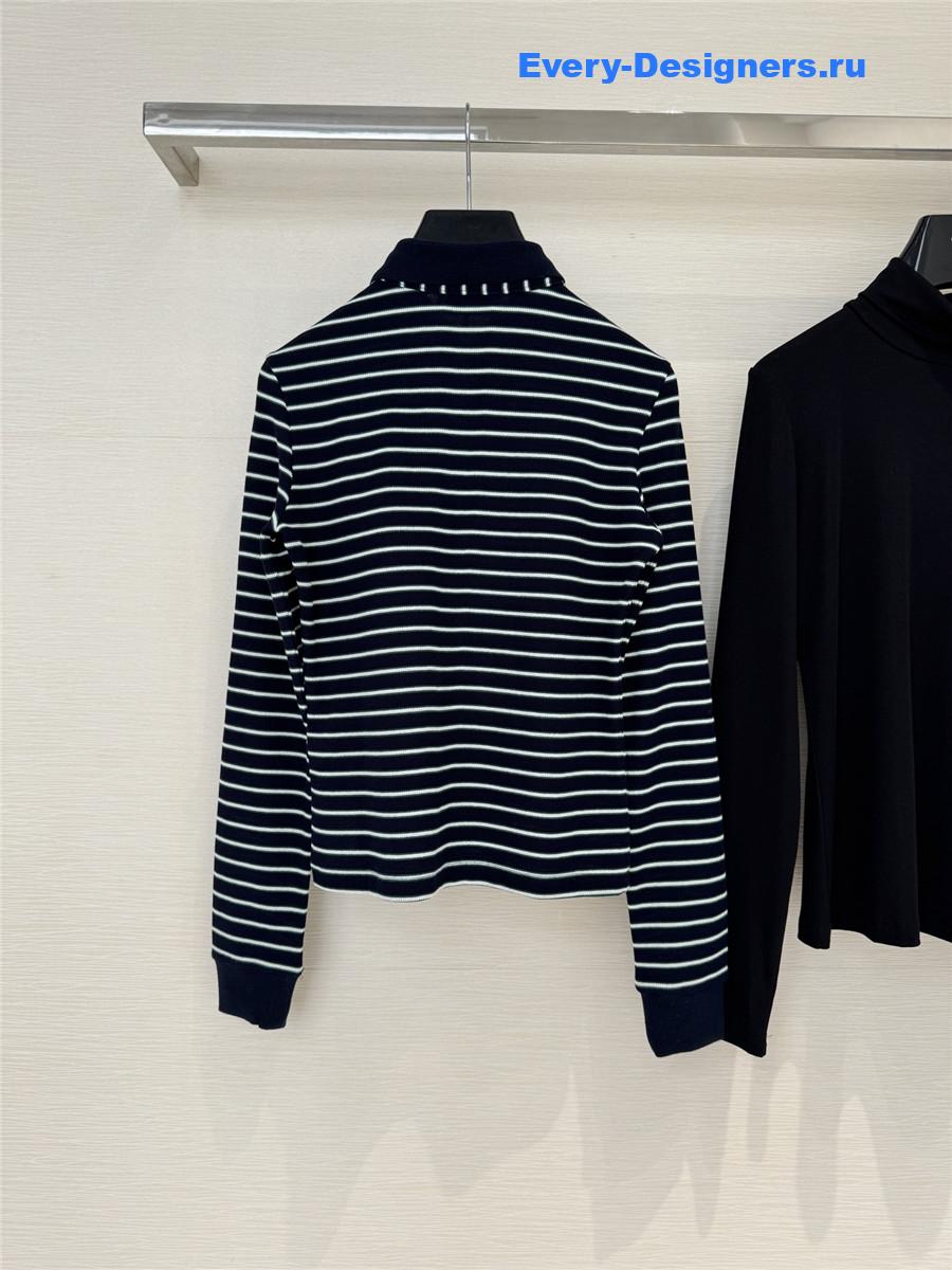 Ce1i*e blue long sleeve striped polo shirt