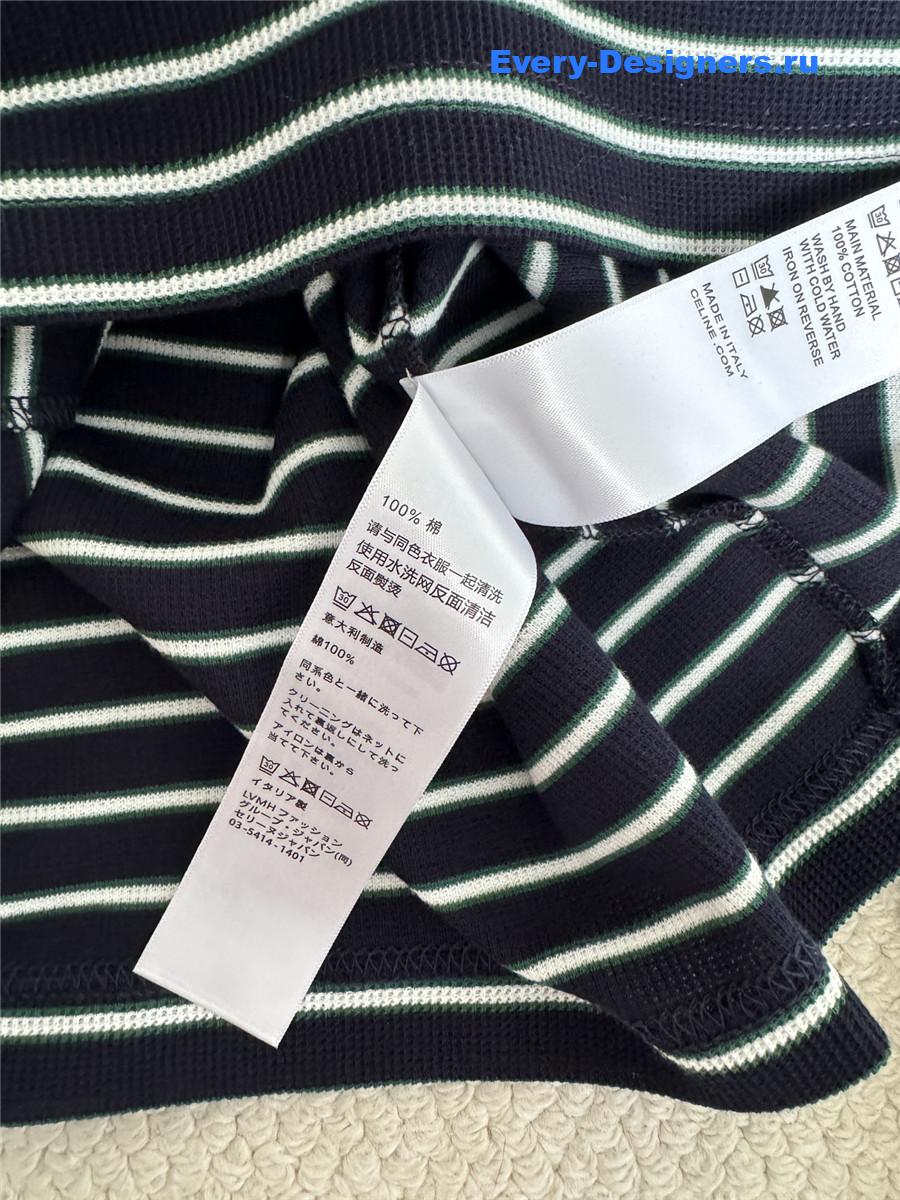 Ce1i*e blue long sleeve striped polo shirt