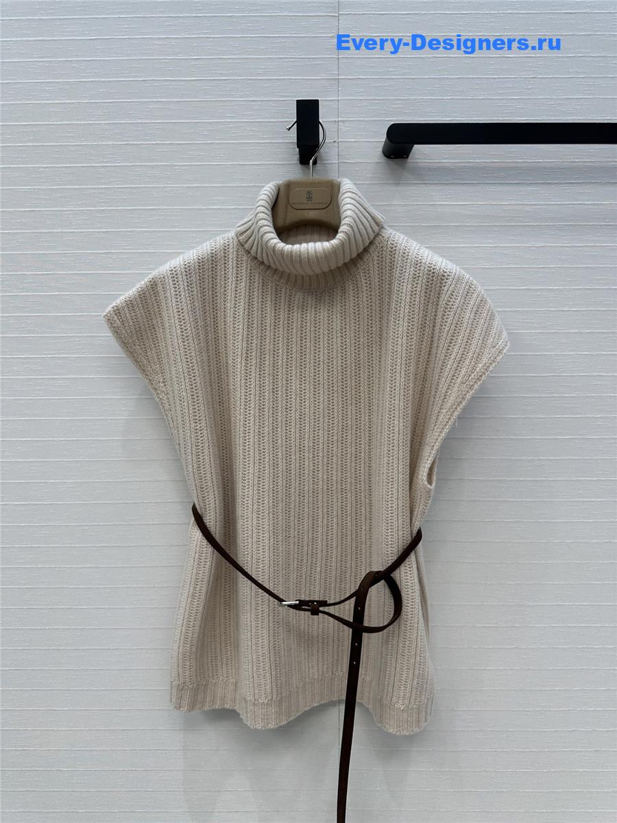 BC High-Neck Ribbed Cashmere Cape Vest