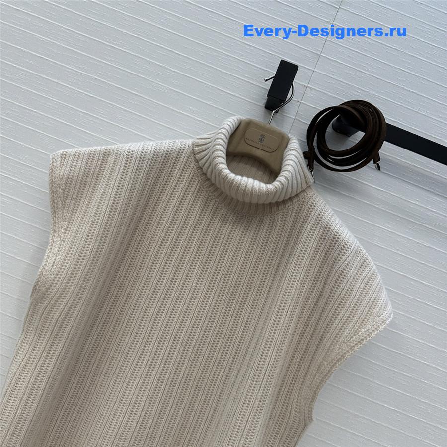 BC High-Neck Ribbed Cashmere Cape Vest